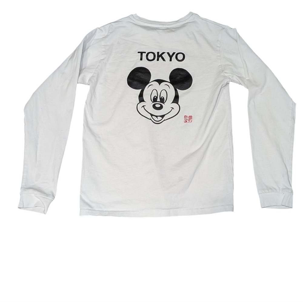 Disney Store Japan Tokyo Mickey Mouse Long Sleeve Shirt Youth L White Exclusive